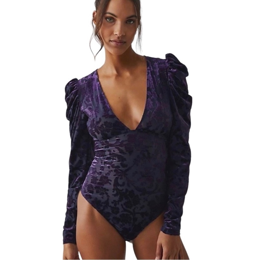 Free People Magic Hour Bodysuit Large Purple NWT MSRP $98 - Picture 2 of 6